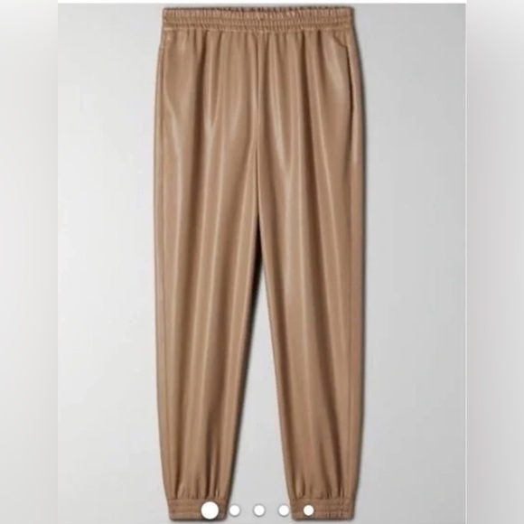 New - Aritzia Babaton Faux Leather Jogger Pant in Iced Latte Size M - Picture 7 of 14